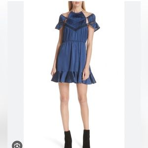 NWT authentic self portrait arrow trim satin minidress in navy 10